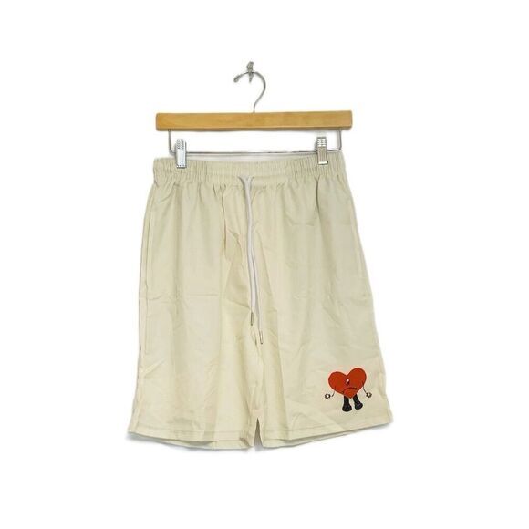 NWOT Bad Bunny Un Verano Sin Ti Men's Swim-like Material Shorts Heart Logo MED - Picture 1 of 13